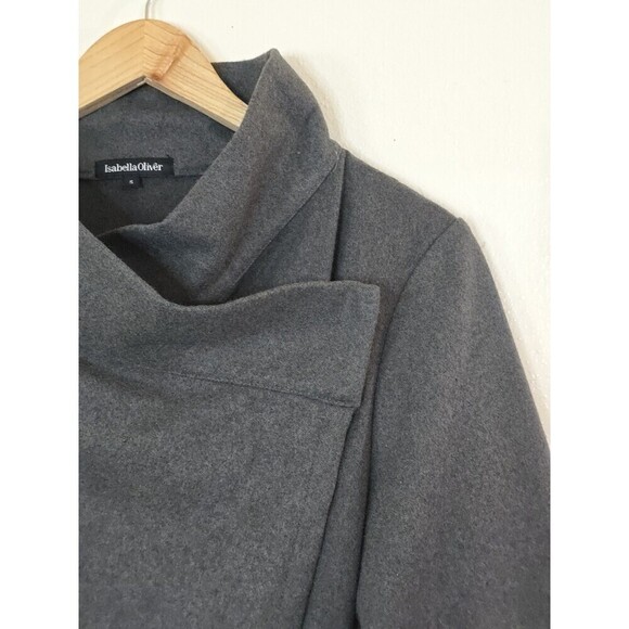 Isabella Oliver Maternity Belted Wrap Coat Size Small Gray Wool Blend Jacket - Picture 2 of 11